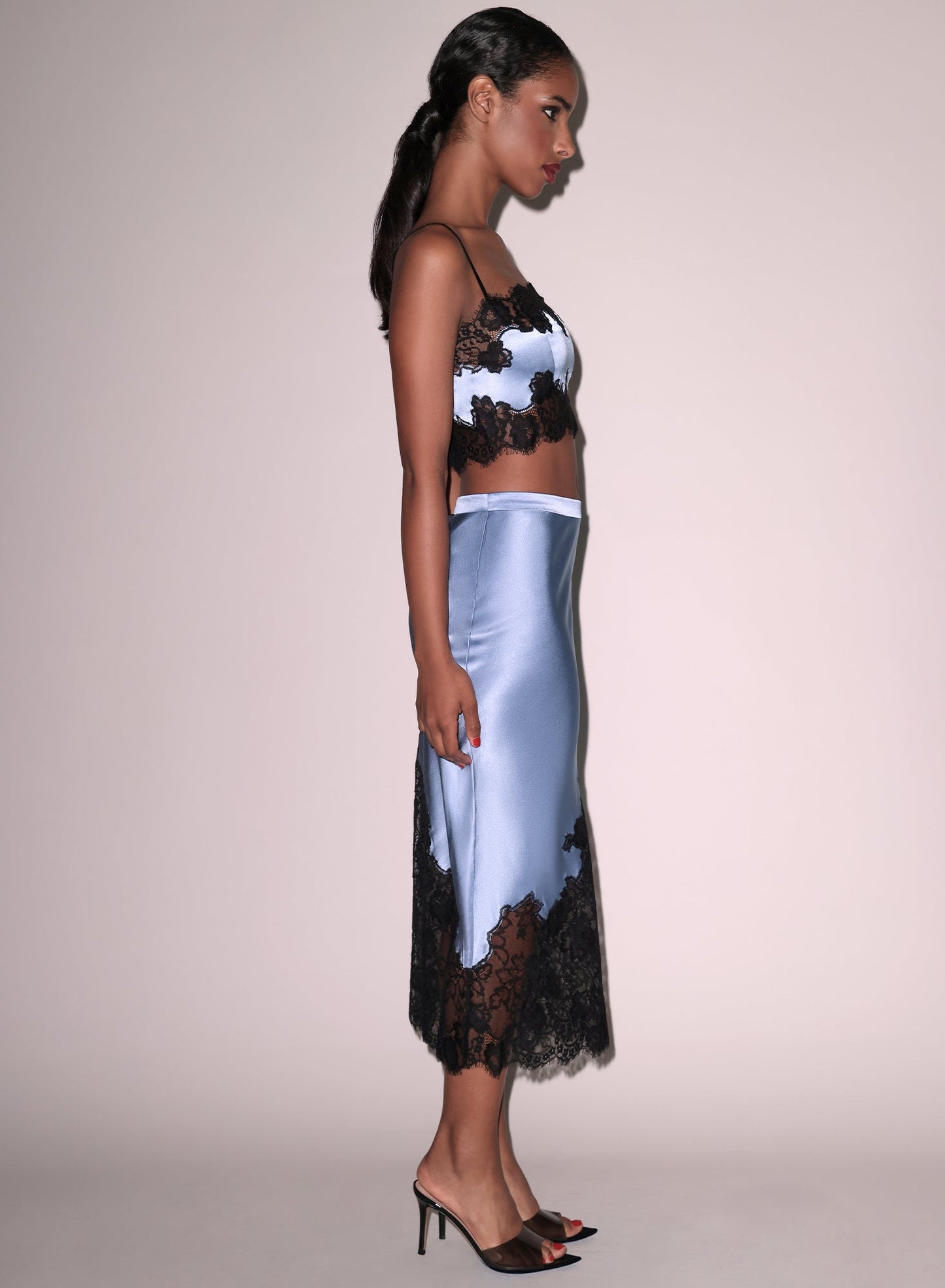 Silk Lace Midi Skirt