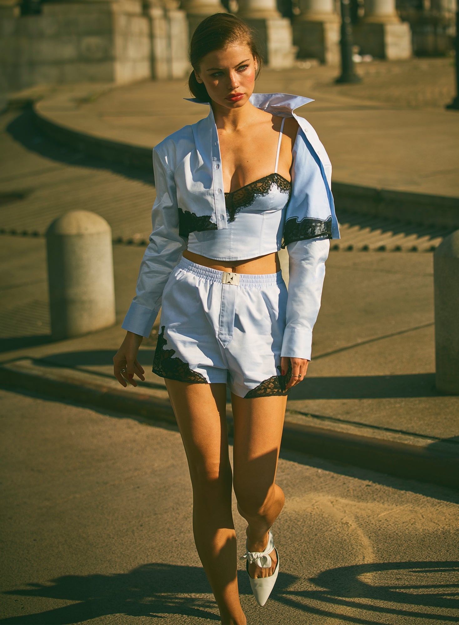 Ice Blue Lace Boxer Shorts