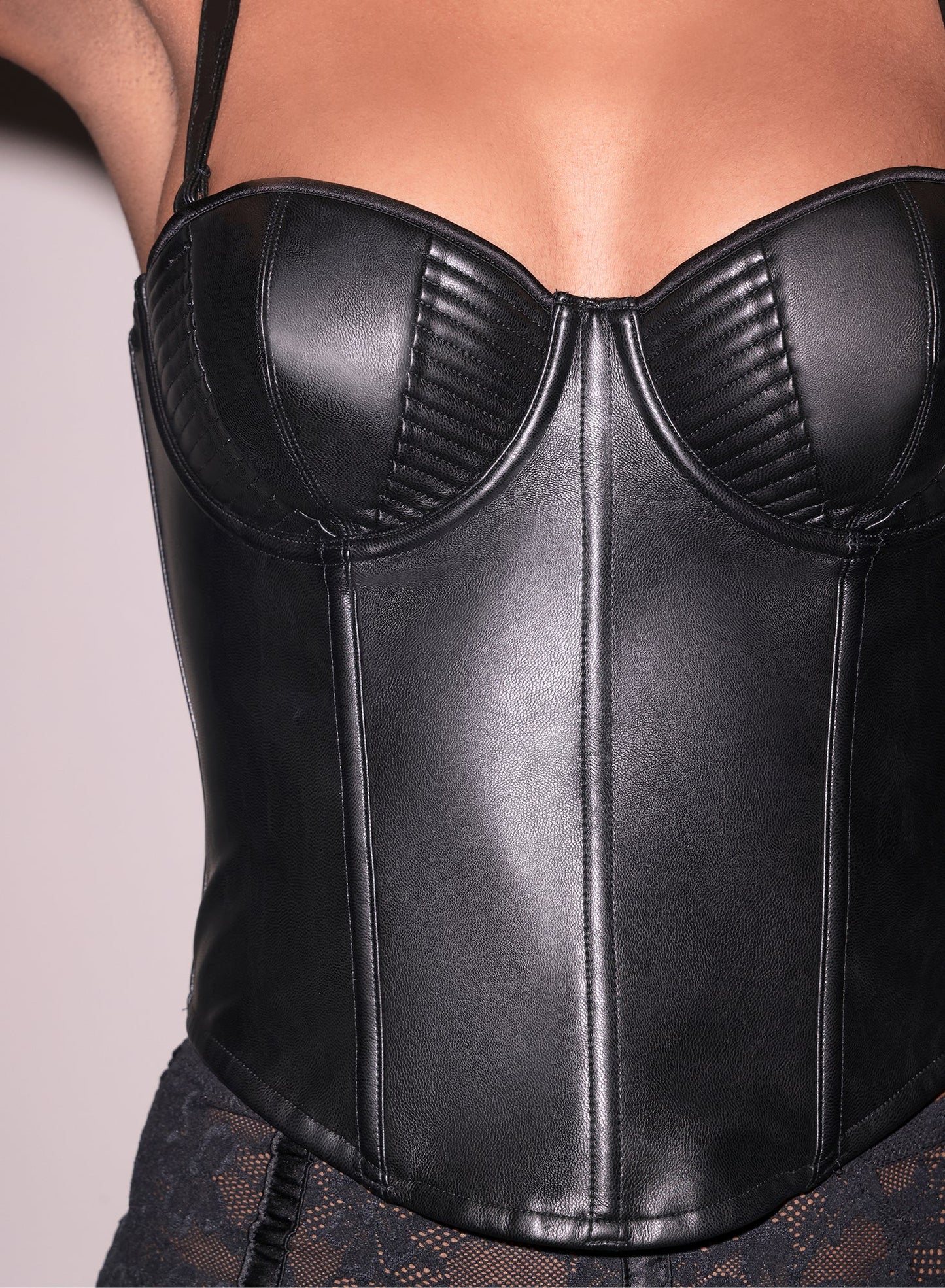 Vegan Leather Bustier Top Black