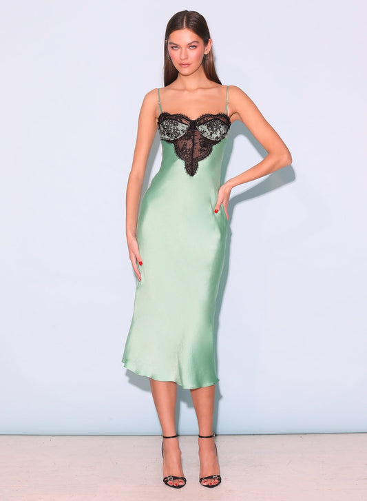 Lace Cupped Silk Slip Dress