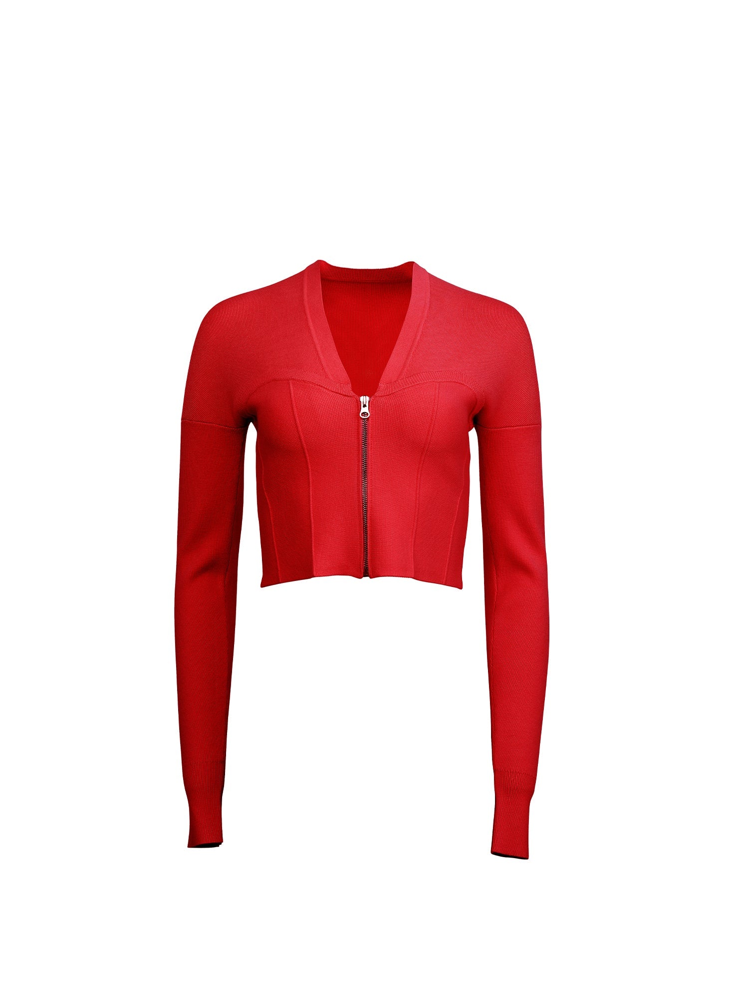 Knit Zip Bustier Rouge Cardigan