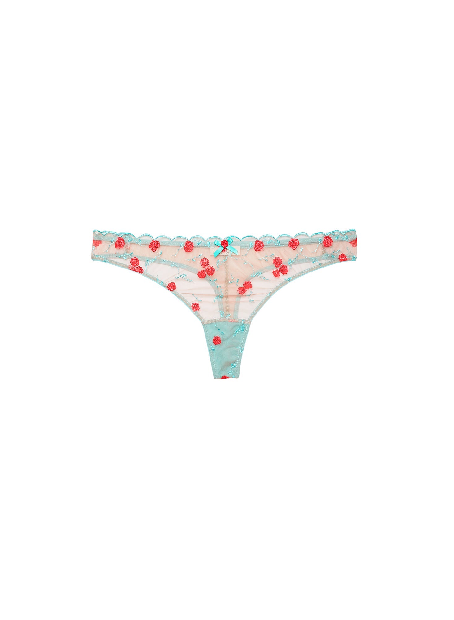 Rose Vine Embroidered Thong