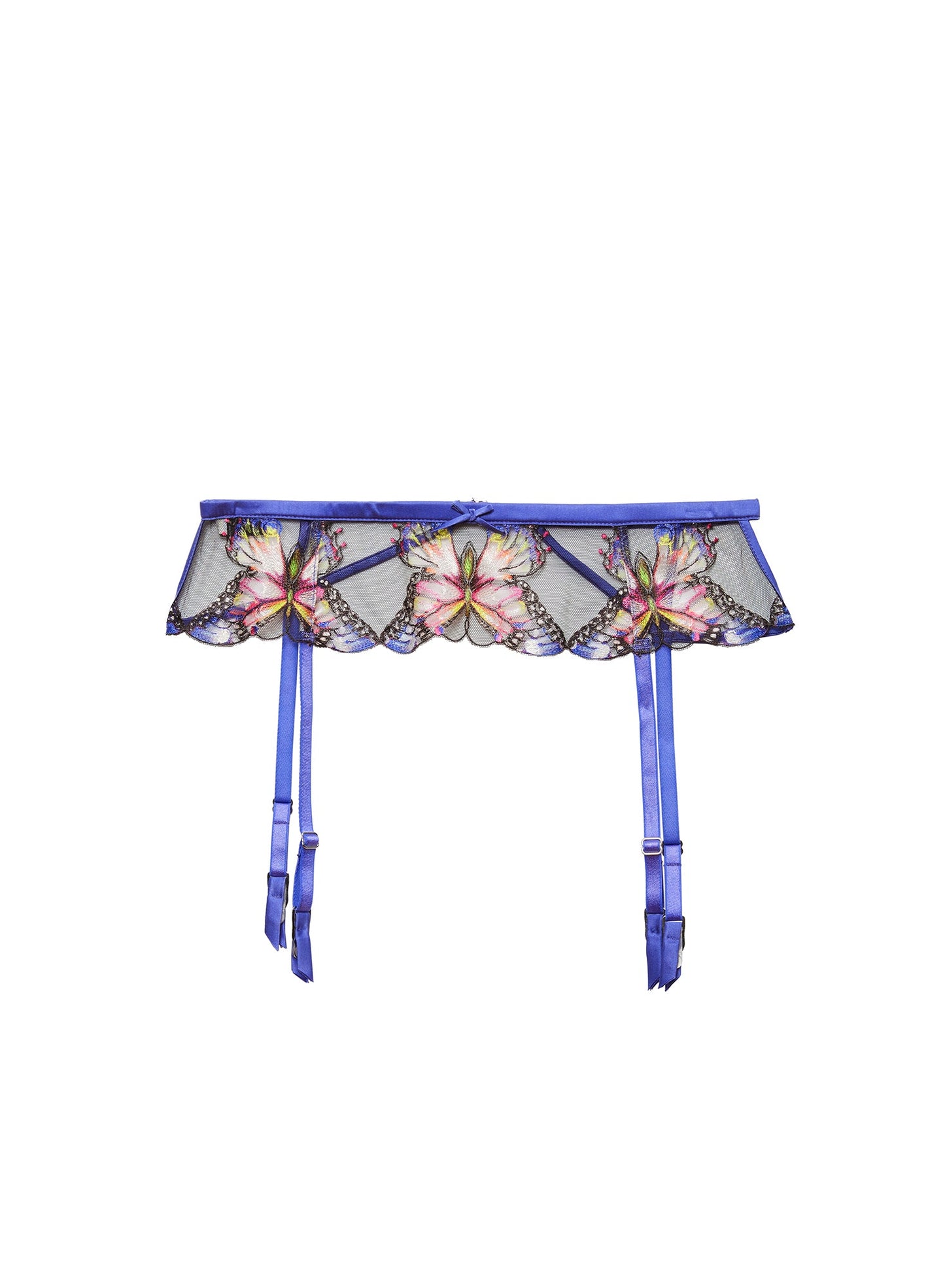 Butterfly Embroidered Periwinkle Garter Belt