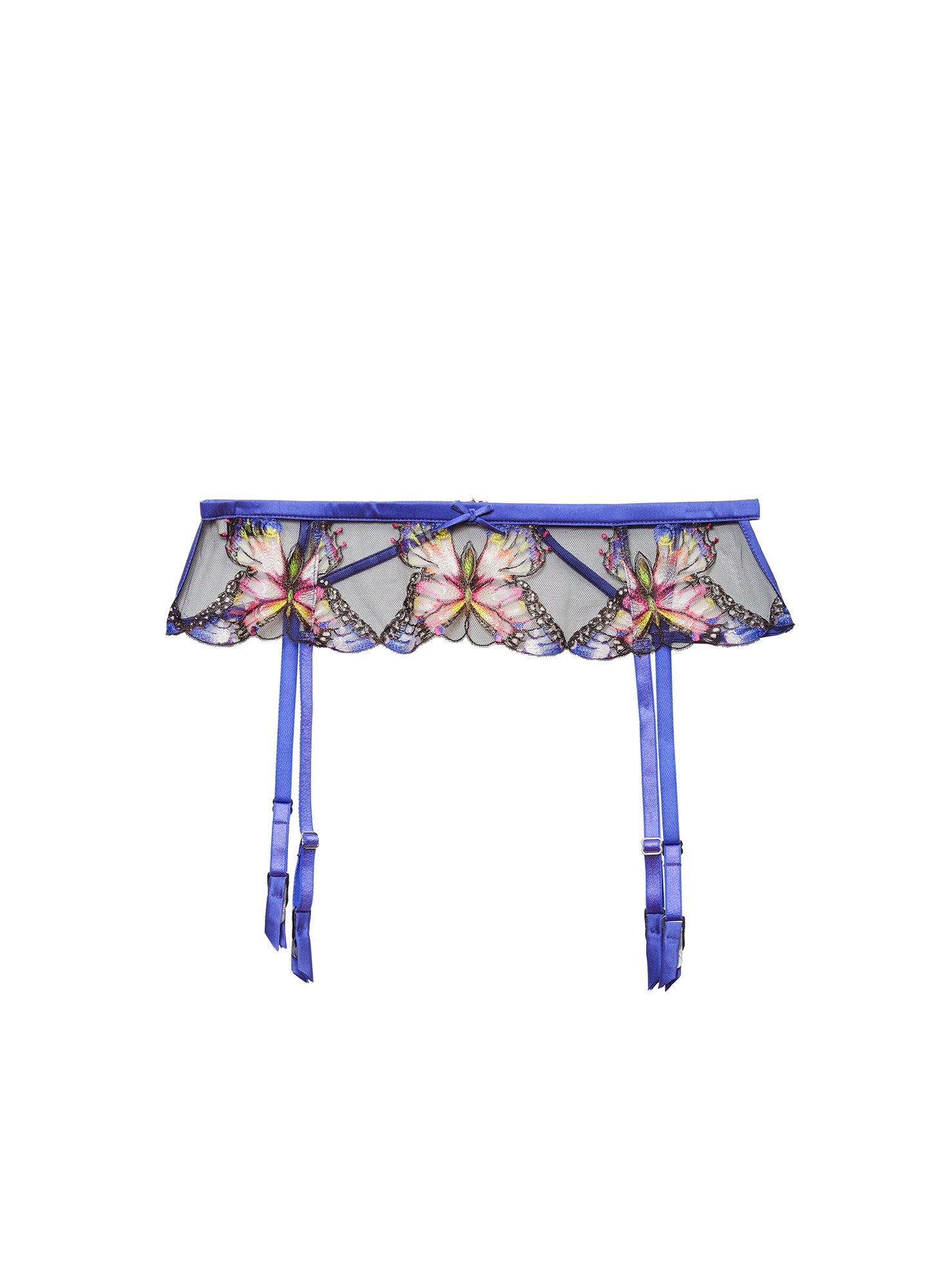 Butterfly Embroidered Periwinkle Garter Belt